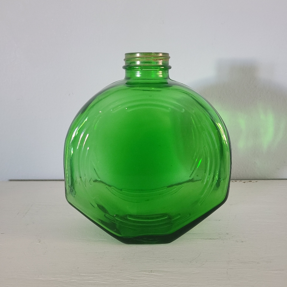 Vintage 1932 Owens-Illinois (O-I) Green Glass Jar Canteen Shape